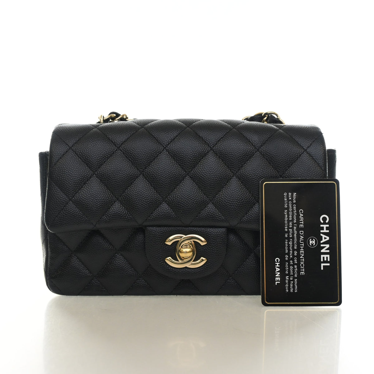 Pre-Owned Chanel Classic Flap Mini Caviar Leather Rectangular Bag, front view, photo 18 of 18