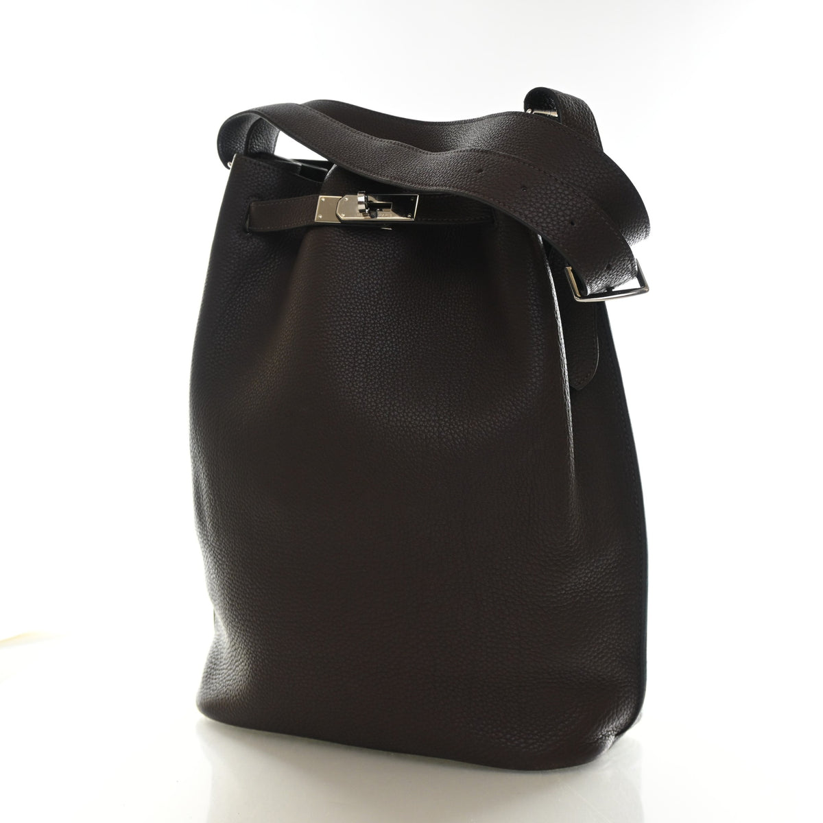 Pre-Owned Hermès Kelly 26 Chocolat Clemence Leather So, side profile