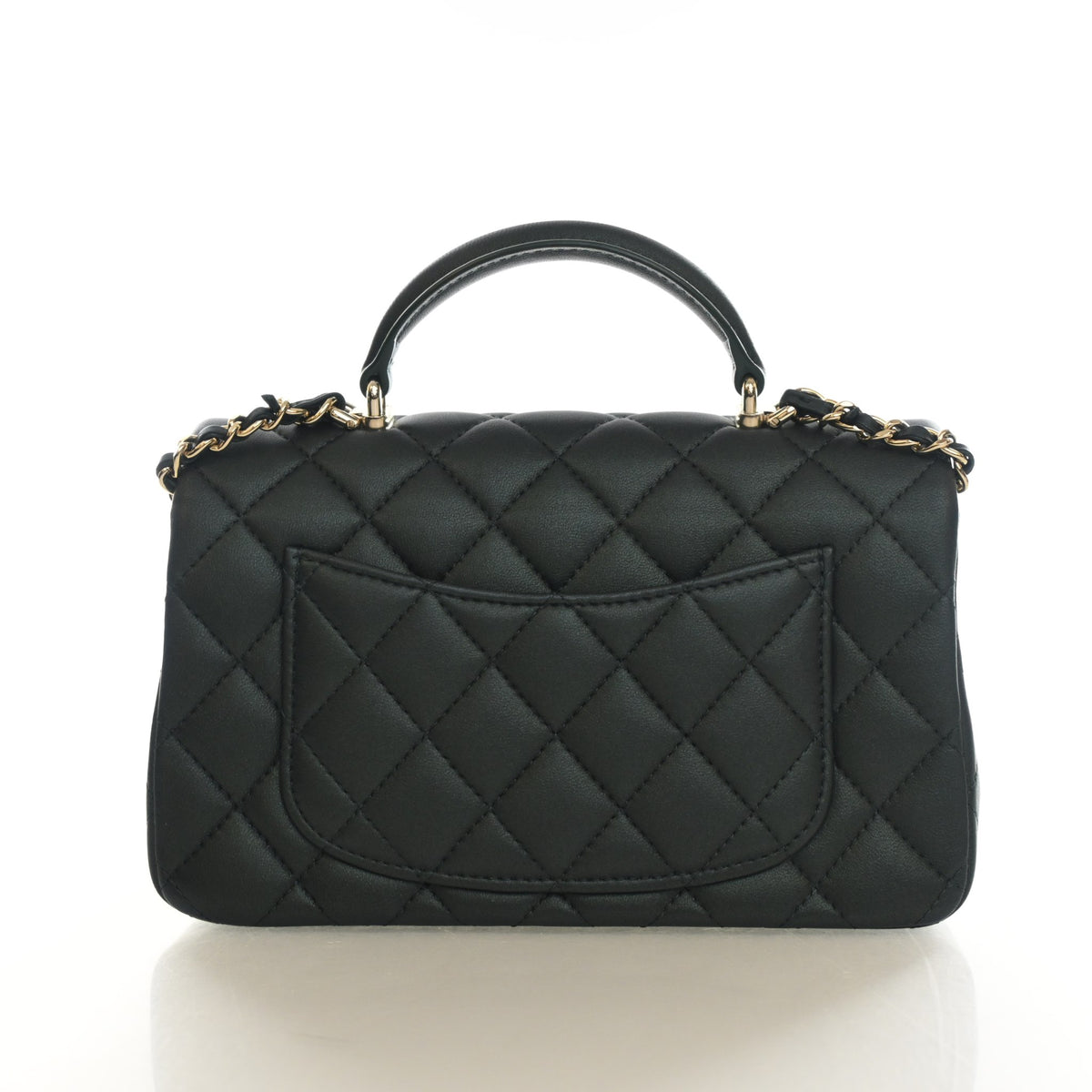 Pre-Owned Chanel Classic Flap Mini Calfskin Rectangular Top Handle Bag, back view