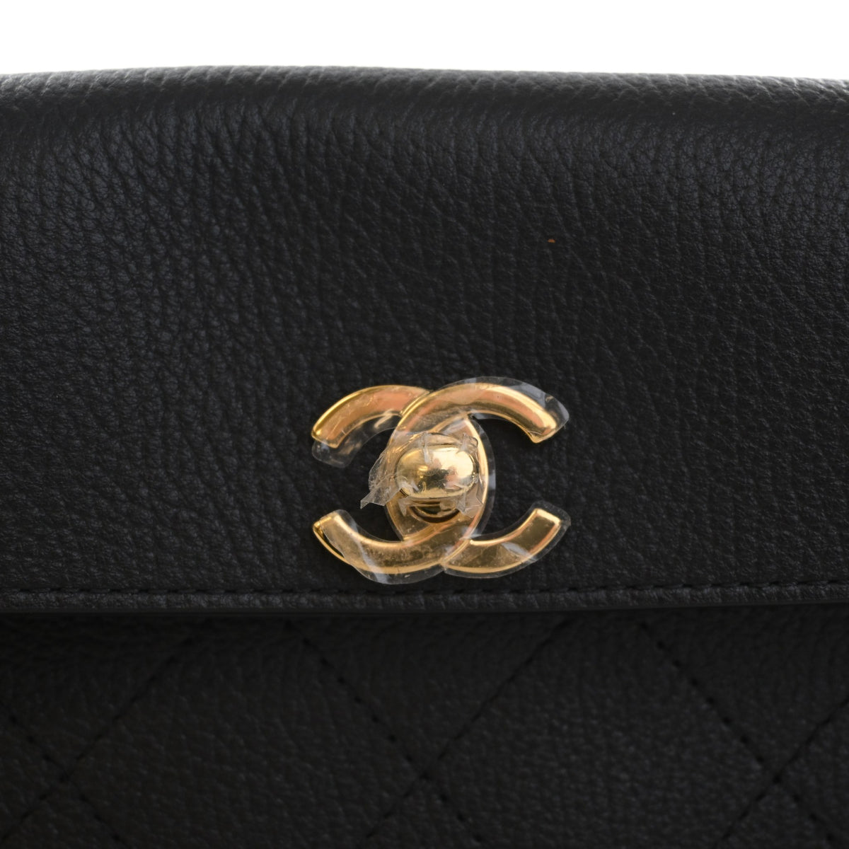 Pre-Owned Chanel Small Calfskin Stitched Urban Essentials Shopping Bag, gold embossed logo detail