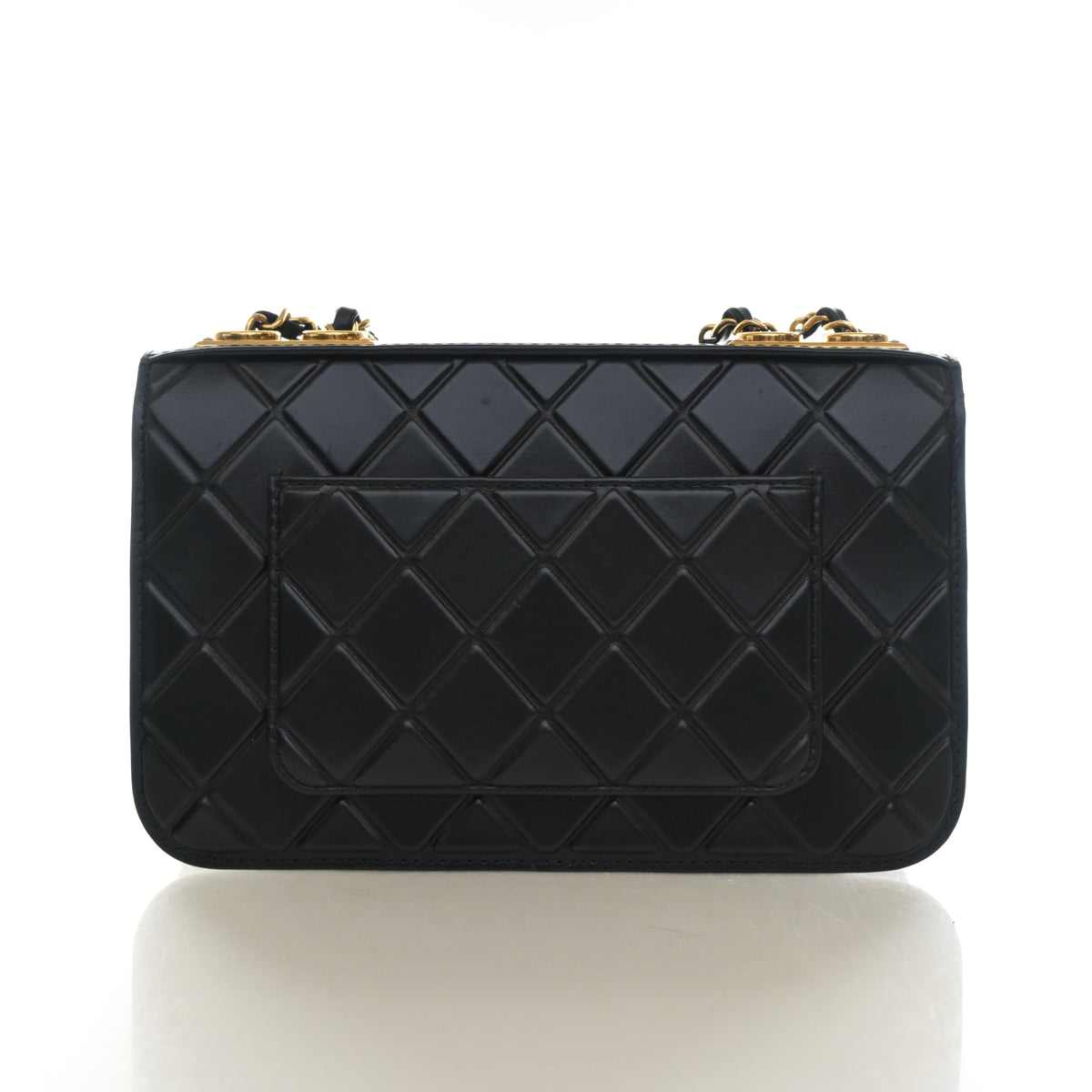 Pre-Owned Chanel Flap Bag Medium Calfskin Single, back view