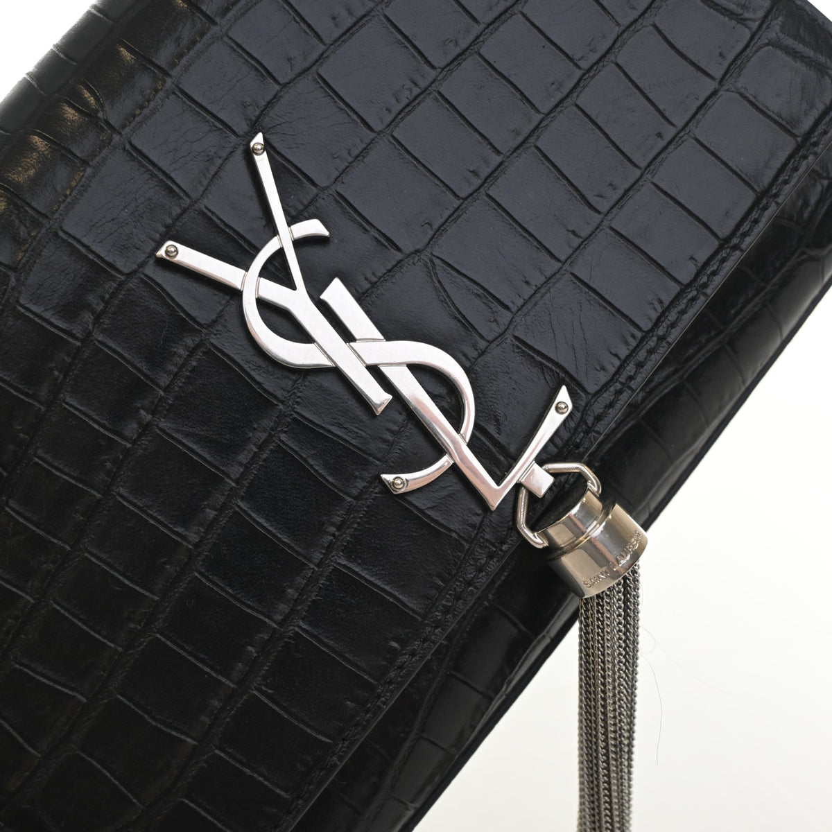 Saint Laurent Small Crocodile Embossed Leather Kate Tassle Bag, photo 4 of 14