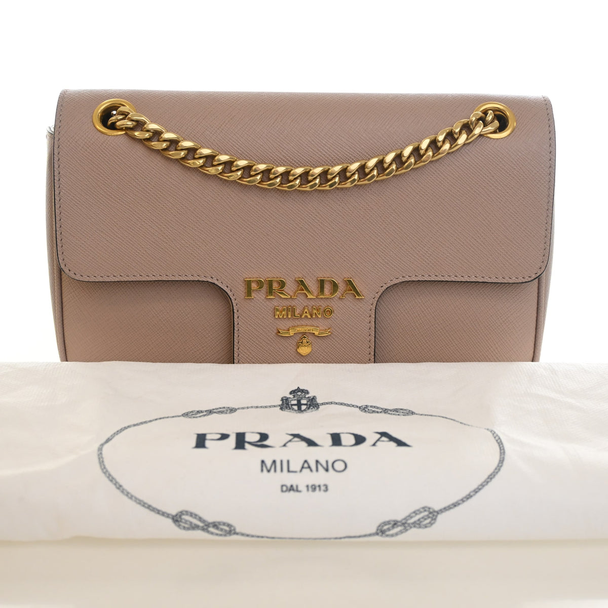 Pre-Owned Prada Shoulder Bag Saffiano Flap, front view, photo 13 of 13