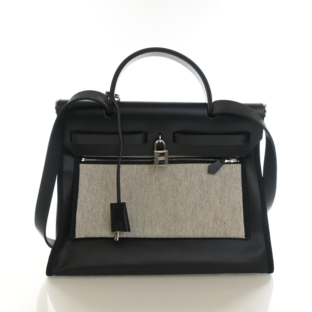 Pre-Owned Hermès Herbag 31 Noir Toile Berline Zip, front view, photo 11 of 16