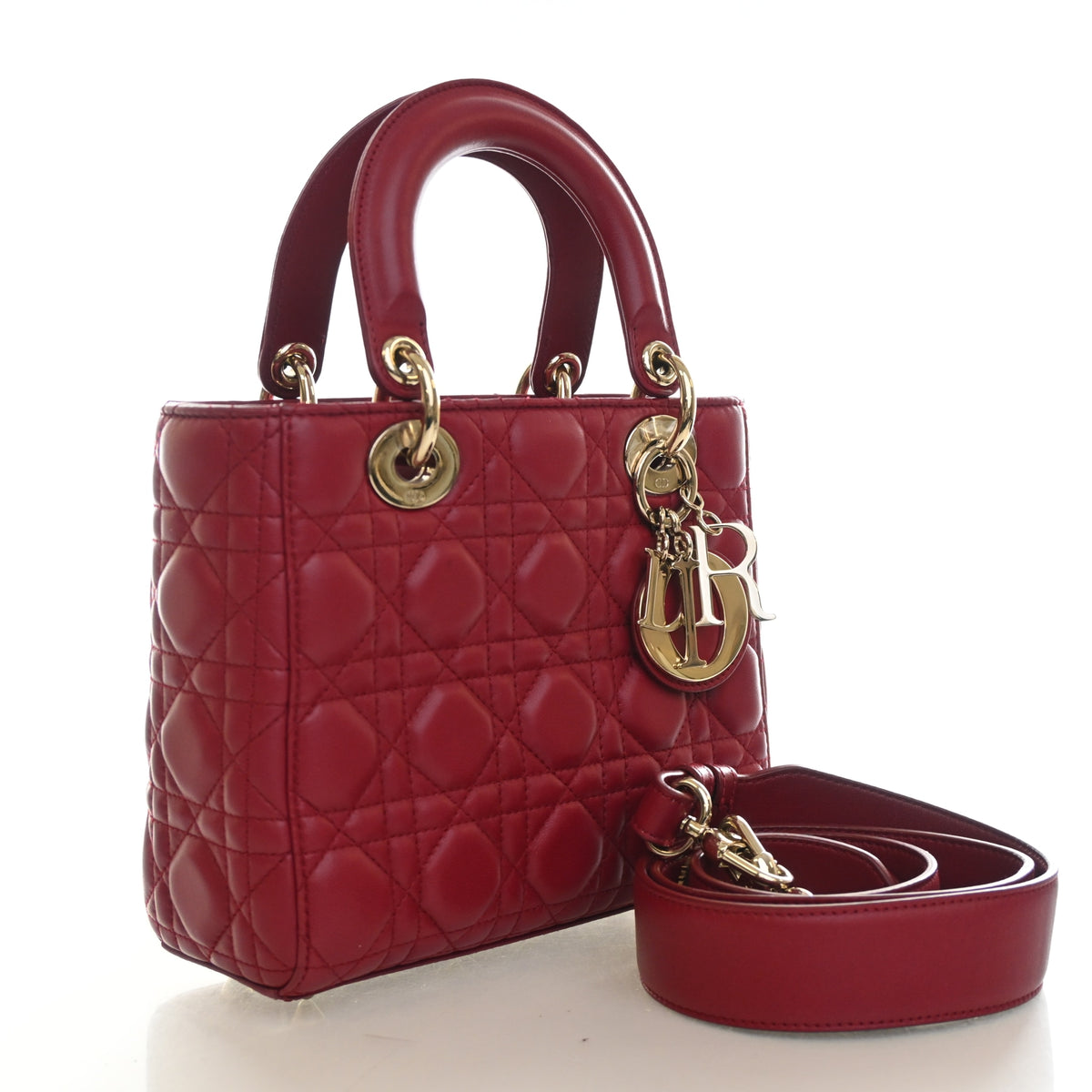 Pre-Owned Christian Dior My Lady Dior Small Lambskin Lucky Badges, three-quarter view