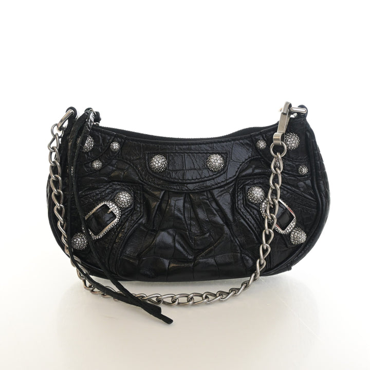 Balenciaga Mini Crocodile Embossed Arena Crystal Le Cagole