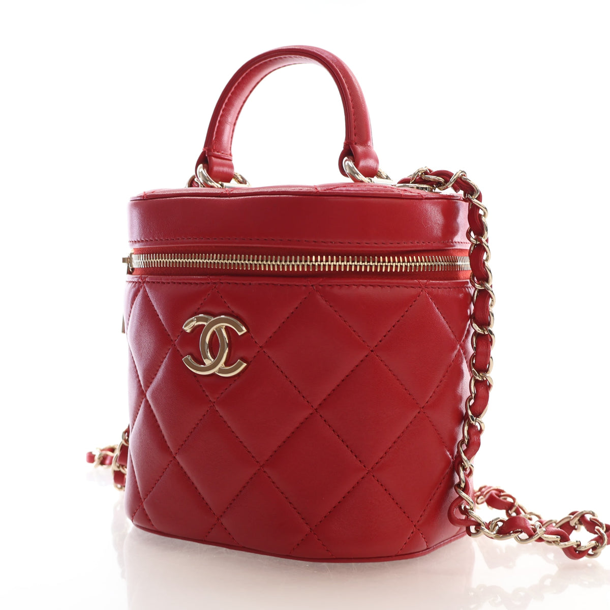 Pre-Owned Chanel Vanity Case Small Lambskin Trendy CC Top Handle With Chain, front view, photo 3 of 19