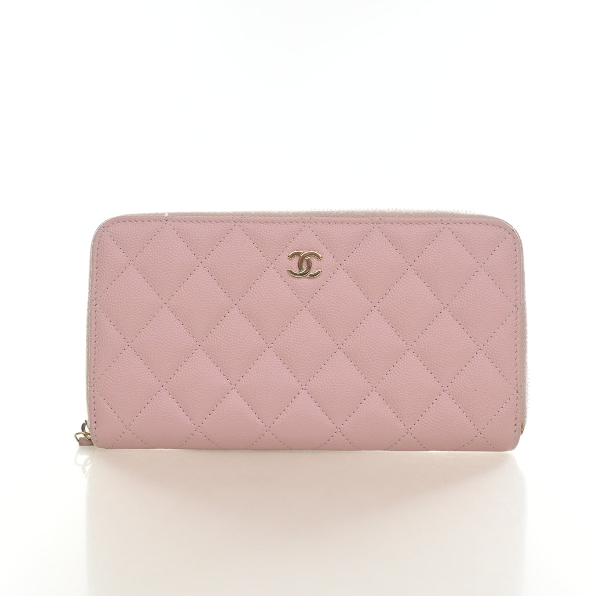 Pre-Owned Chanel Wallet Caviar Leather Long Zippy, front view, authenticated at Luxe Du Jour