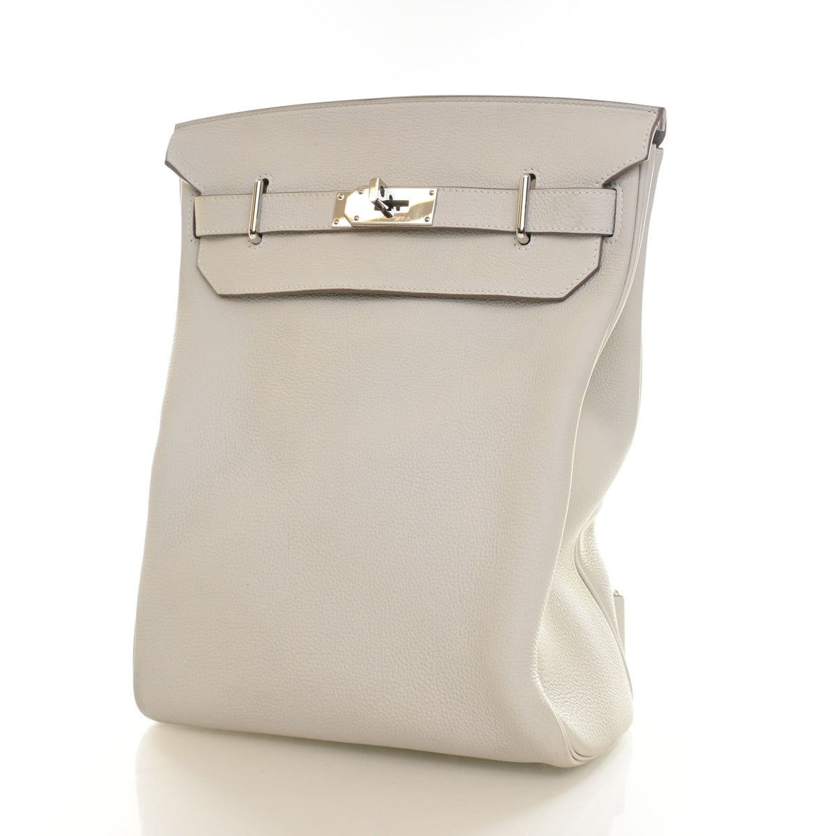Pre-Owned Hermès GM Gris Pale Togo Leather Hac A Dos, side profile