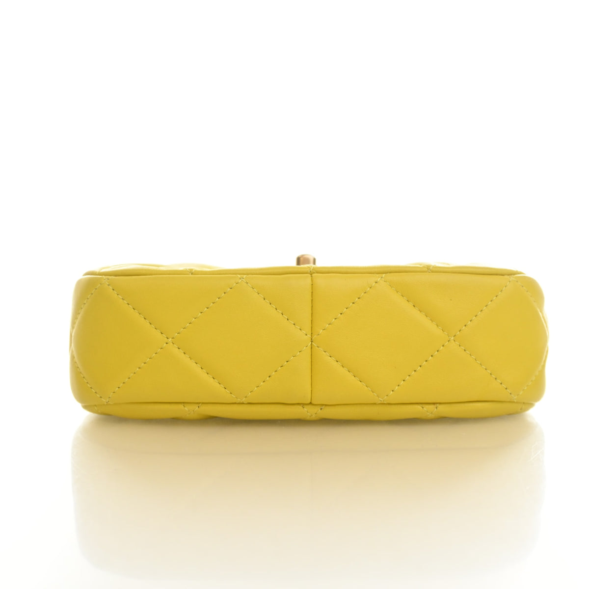 Pre-Owned Chanel Flap Bag Mini Lambskin Lacquered Chain, base and feet view, photo 9 of 14