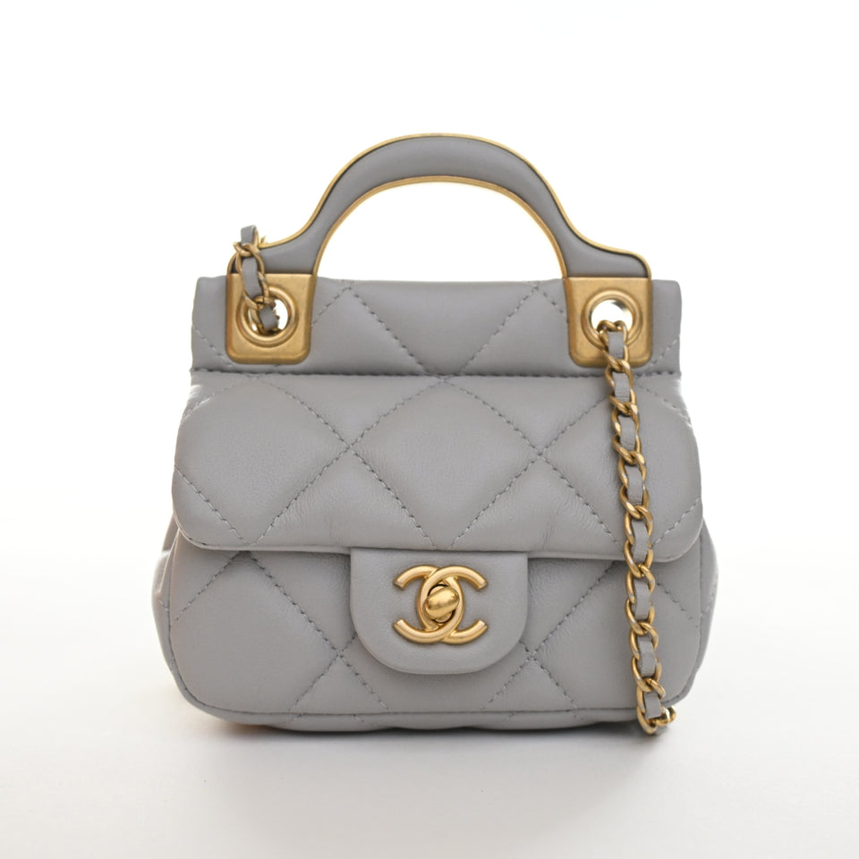 Chanel Lambskin Lady Flap Card Holder With Chain