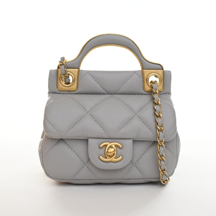 Chanel Lambskin Lady Flap Card Holder With Chain