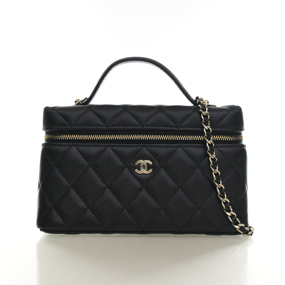Chanel Small Caviar Slim Vanity Top Handle With Chain