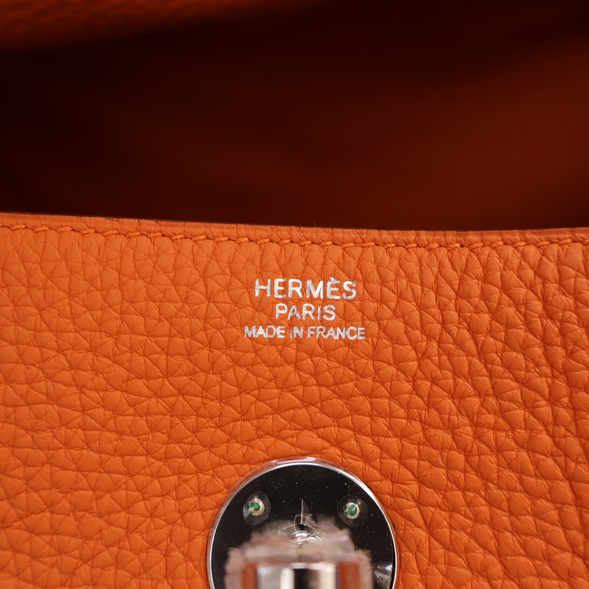 Pre-Owned Hermès Lindy 34 Orange H Clemence Leather, silver embossed logo detail