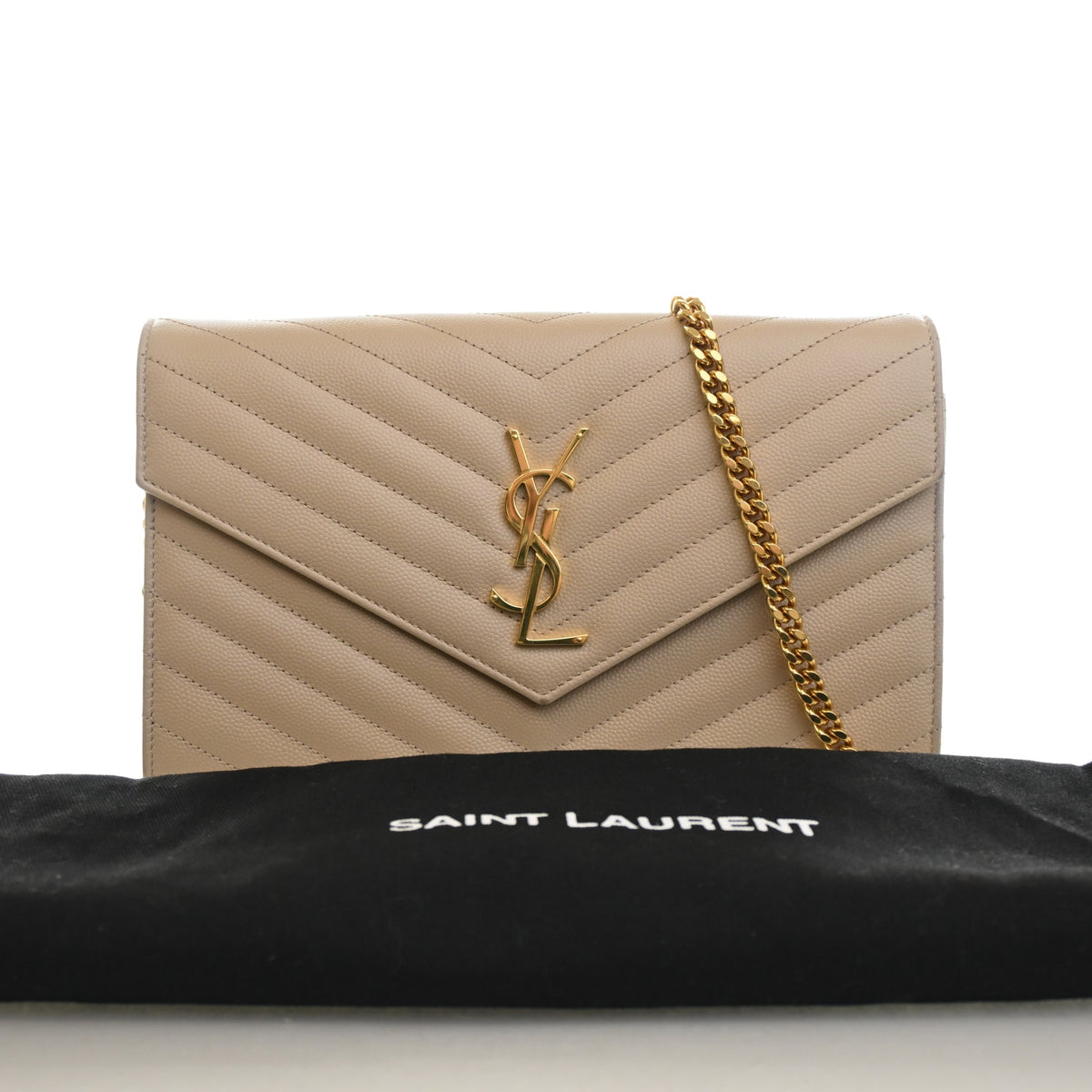 Pre-Owned Saint Laurent Chain Wallet Calfskin Cassandre Envelope, front view, photo 16 of 16