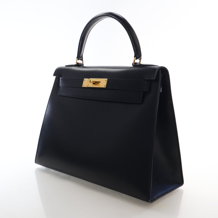 Hermes Vintage Noir Box Calf Kelly 28