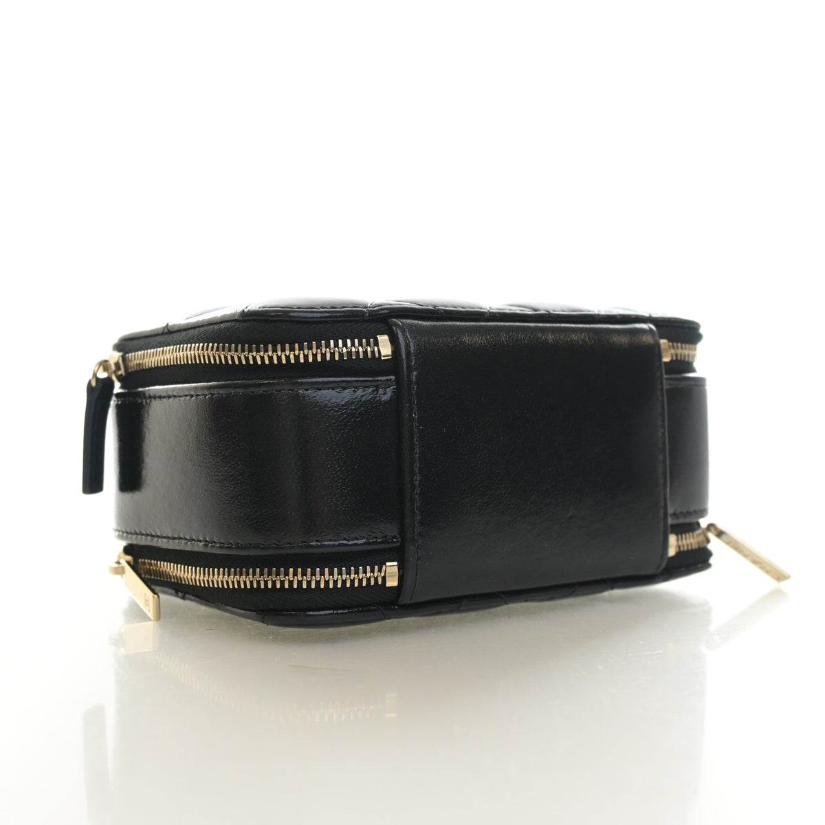 Pre-Owned Chanel Vanity Case Mini Glazed Calfskin Double Zip CC, base and feet view