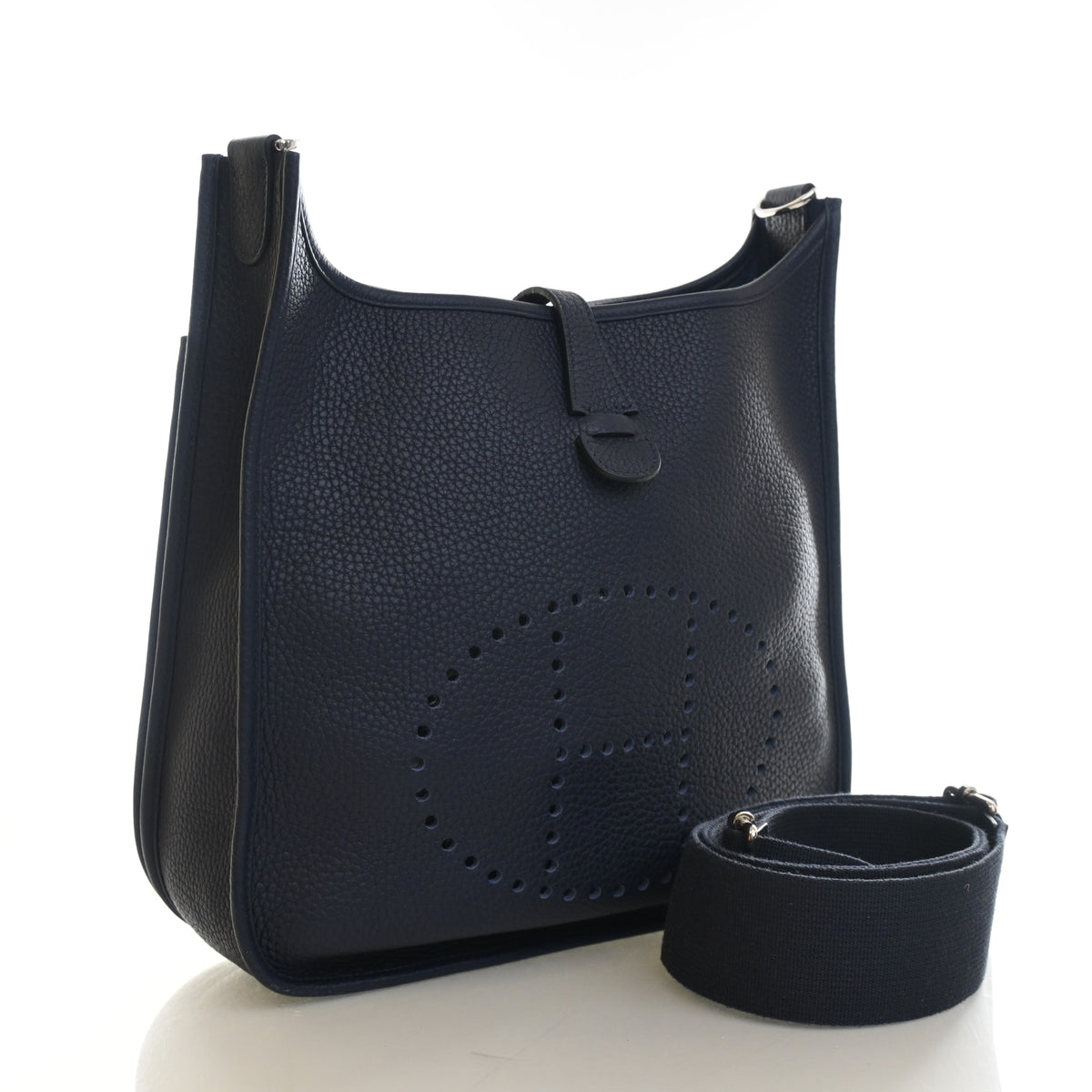 Pre-Owned Hermès Evelyne PM Bleu Nuit Clemence Leather III, front view