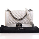 Chanel Medium Silver Lambsk...