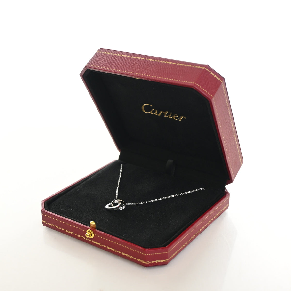 Pre-Owned Cartier Pendant Diamonds Pave Love, shown with dust bag and packaging, photo 5 of 9