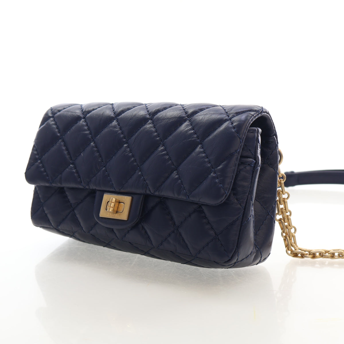 Pre-Owned Chanel Belt Bag Aged Calfskin Reissue 2.55 Flap, three-quarter view, photo 3 of 17