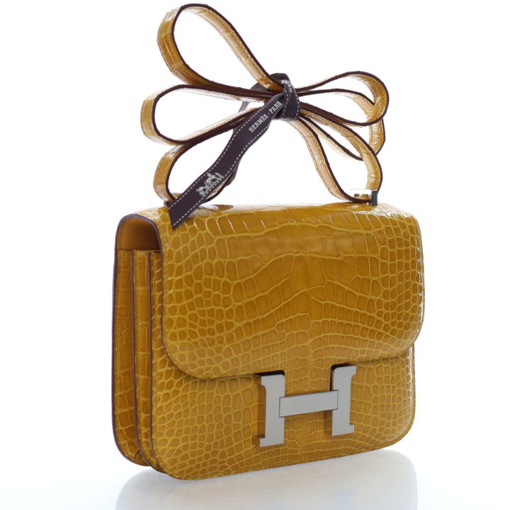 Hermes Jaune Ambre Alligator Mississippiensis Constance 18 – Luxe