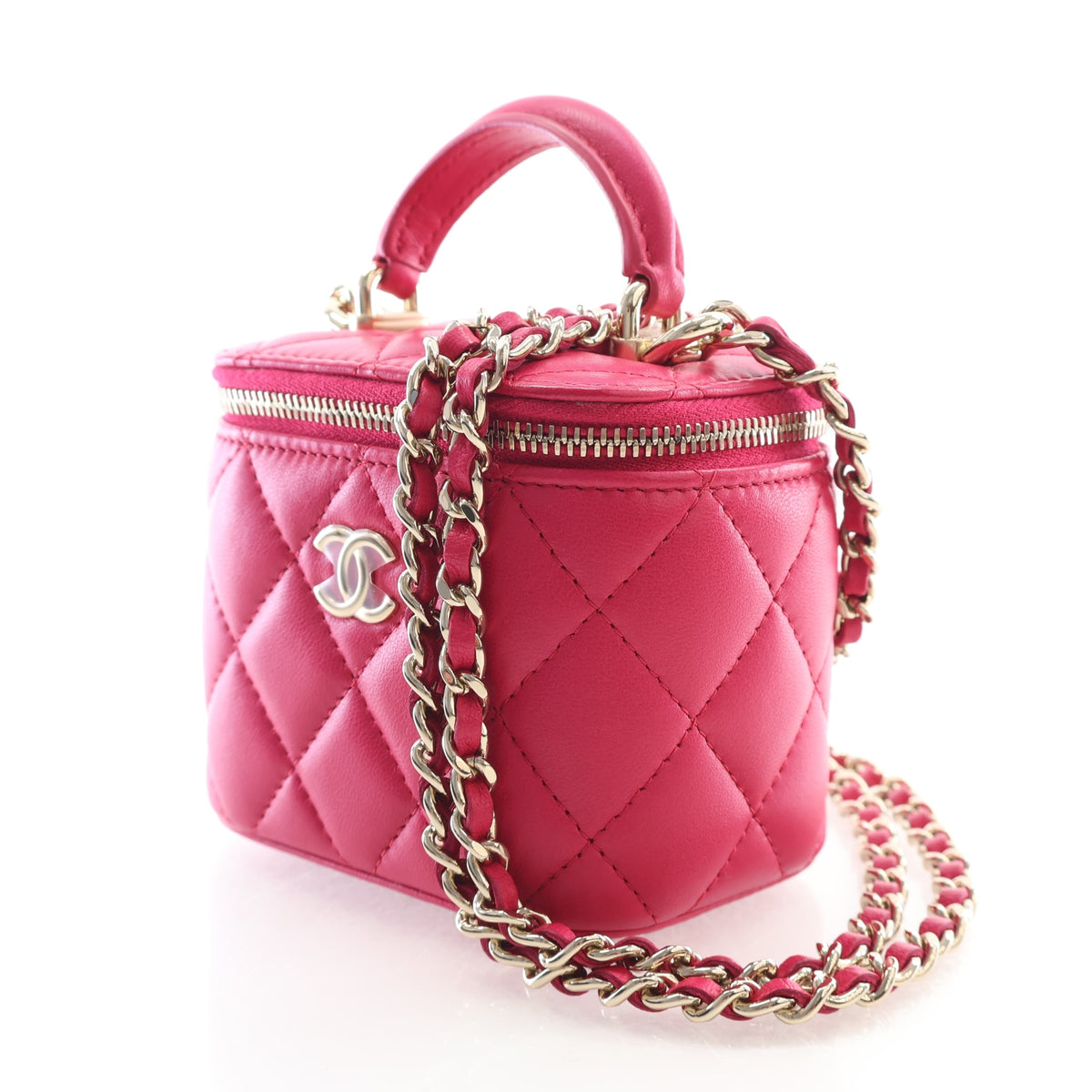 Pre-Owned Chanel Vanity Mini Lambskin Bag, three-quarter view