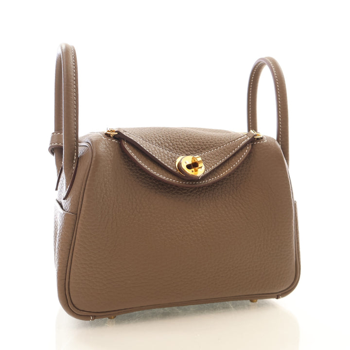 Hermes Etoupe Clemence Mini Lindy 20