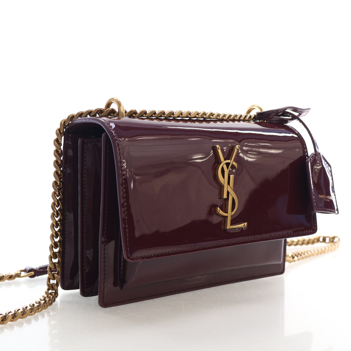 Saint Laurent Small Patent Sunset Flap Bag, photo 2 of 17
