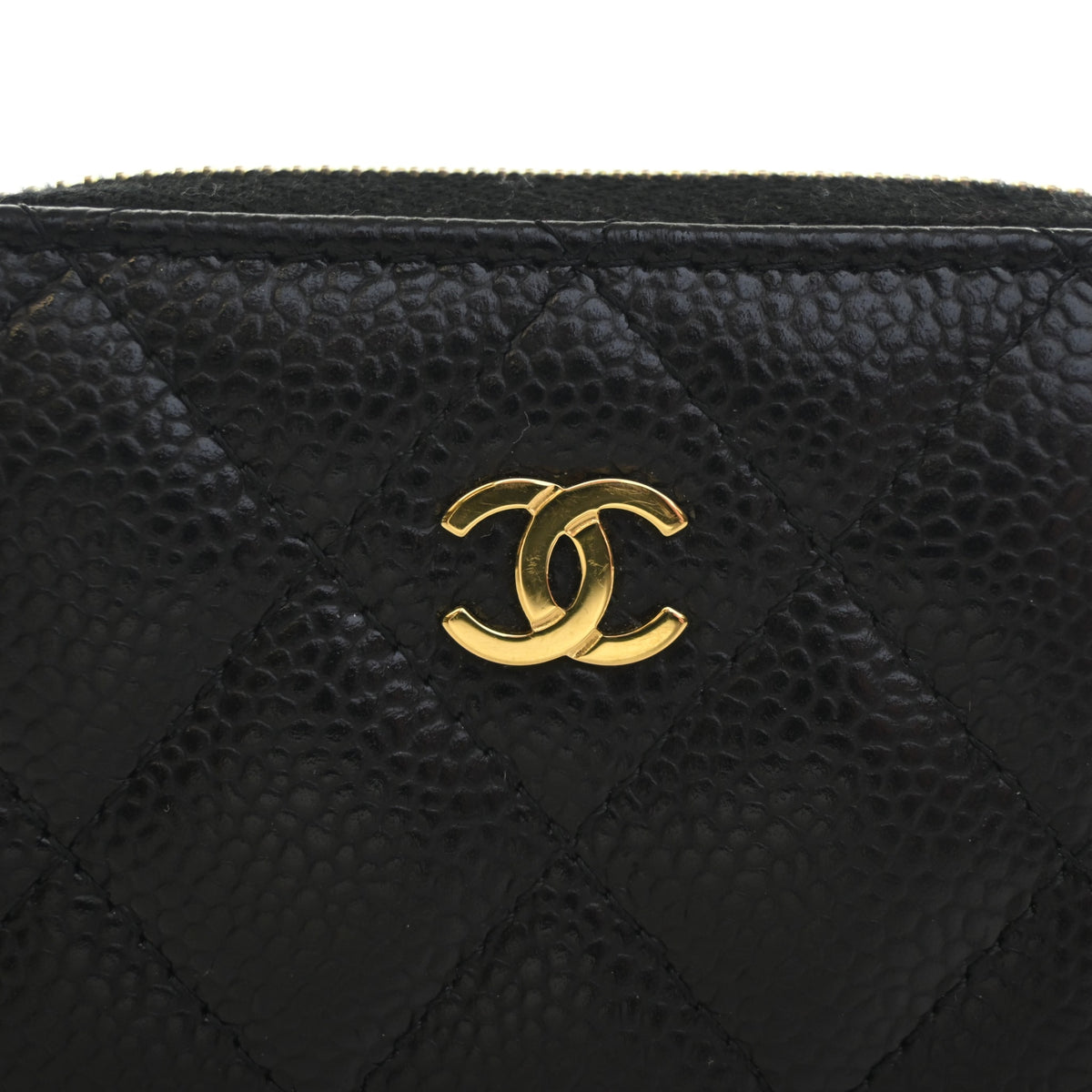 Pre-Owned Chanel Caviar Leather Classic Zipped Coin Purse, gold embossed logo detail