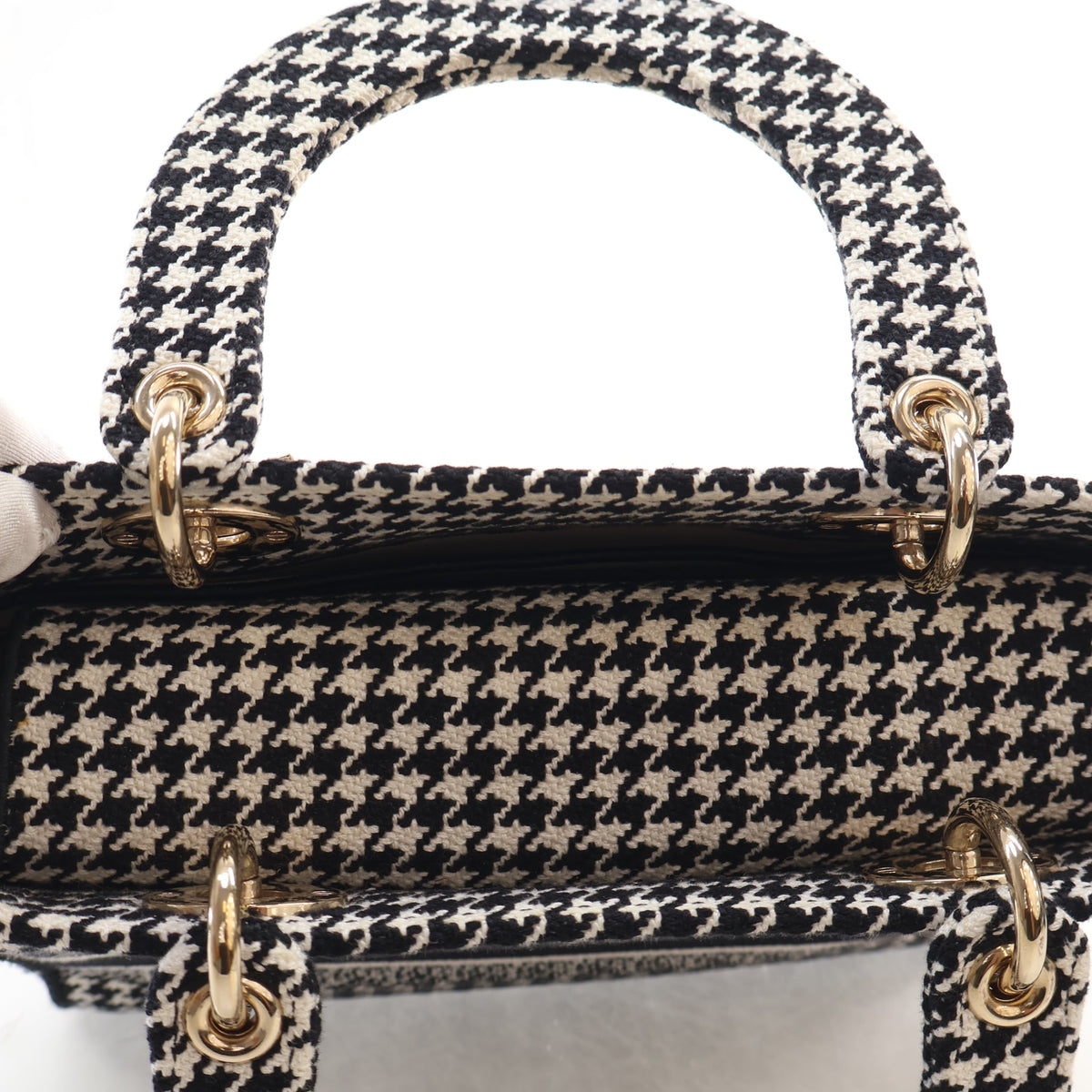 Pre-Owned Christian Dior Lady Dior Medium Canvas, open front view