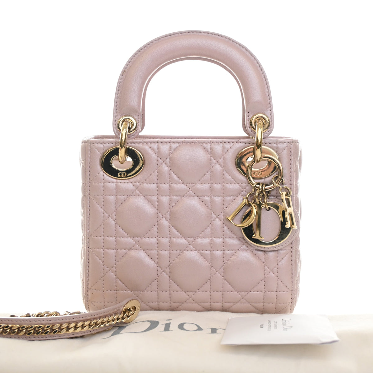Pre-Owned Christian Dior Lady Dior Mini Lambskin, front view, photo 22 of 22