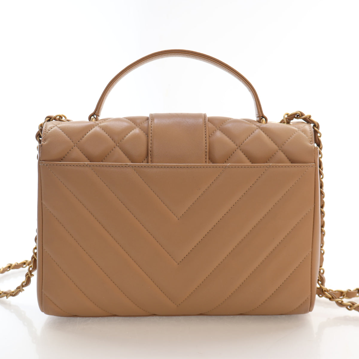 Pre-Owned Chanel Calfskin Chevron In The City Bag, back view