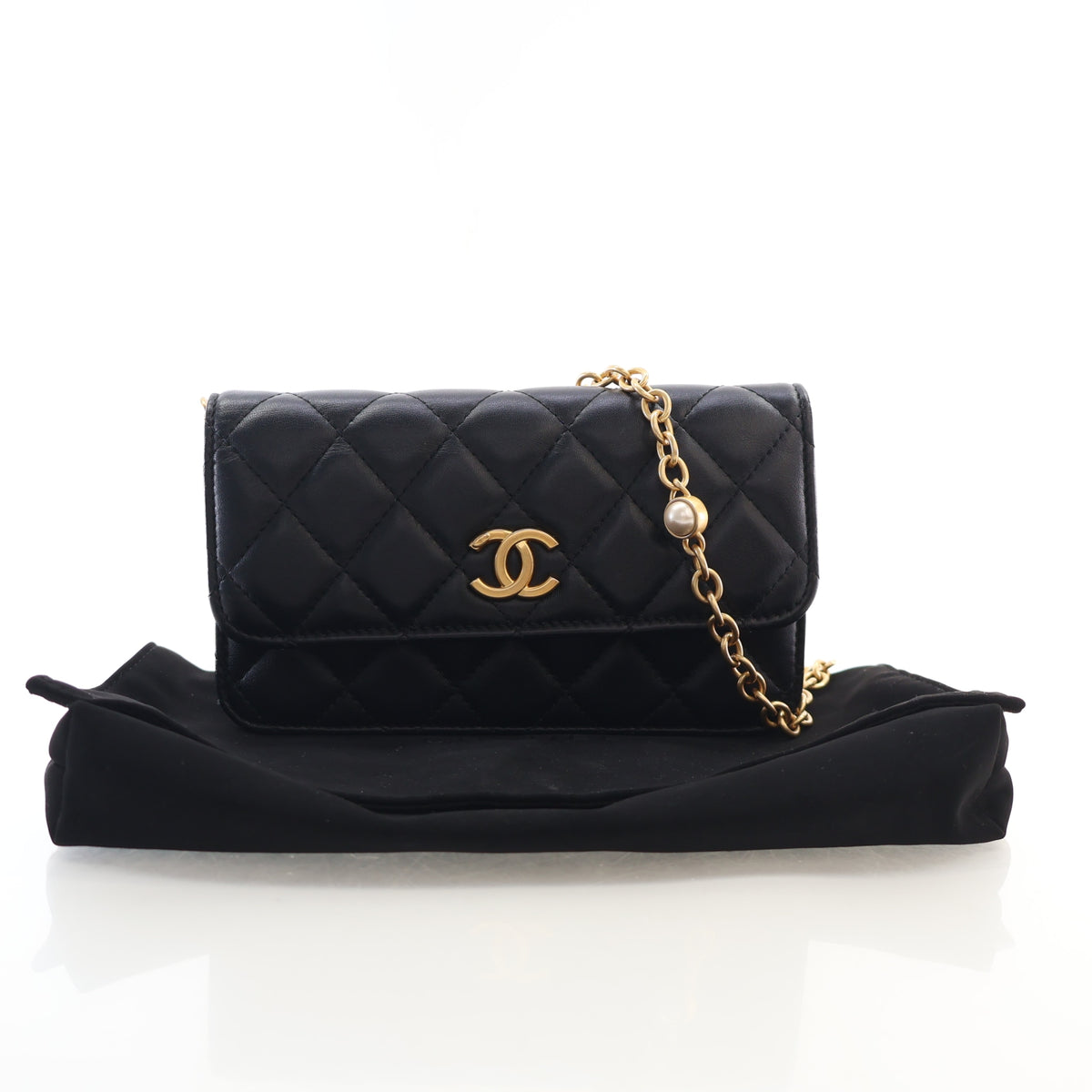 Pre-Owned Chanel Wallet On Chain Lambskin WOC, three-quarter view, photo 16 of 16