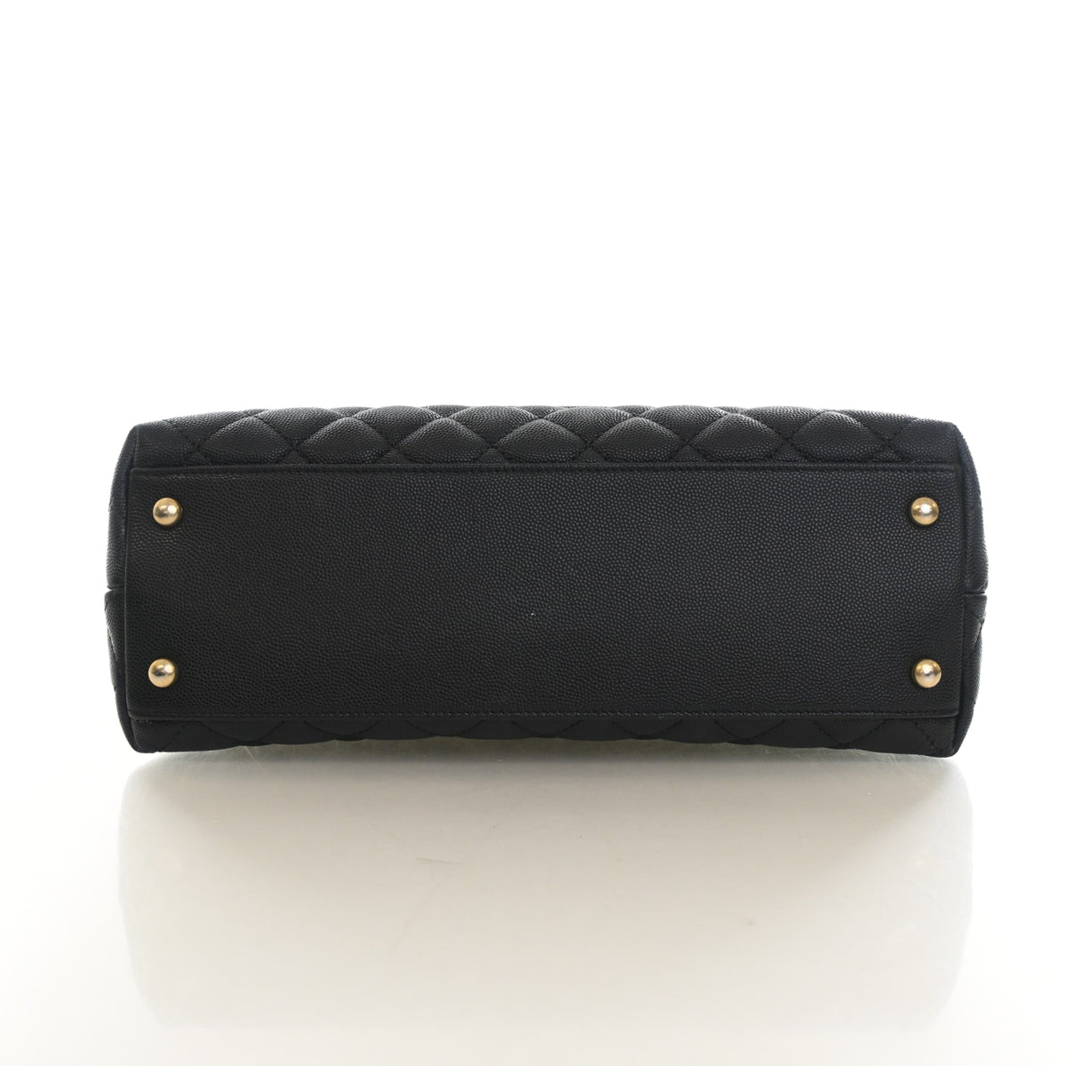 Pre-Owned Chanel Coco Handle Medium Caviar Leather Bag, base and feet view, photo 9 of 14