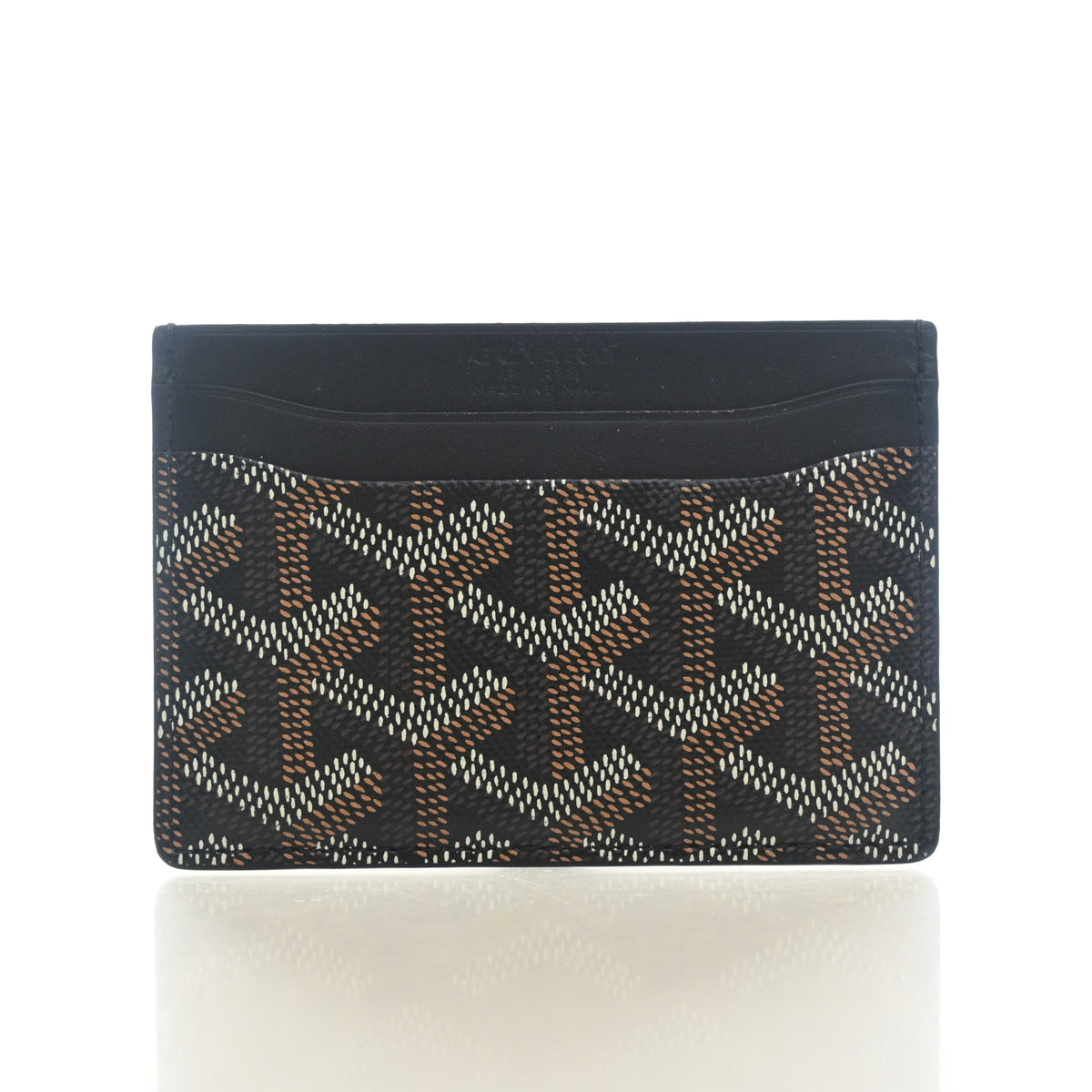 Pre-Owned Goyard Card Holder Goyardine St Sulpice, front view, authenticated at Luxe Du Jour