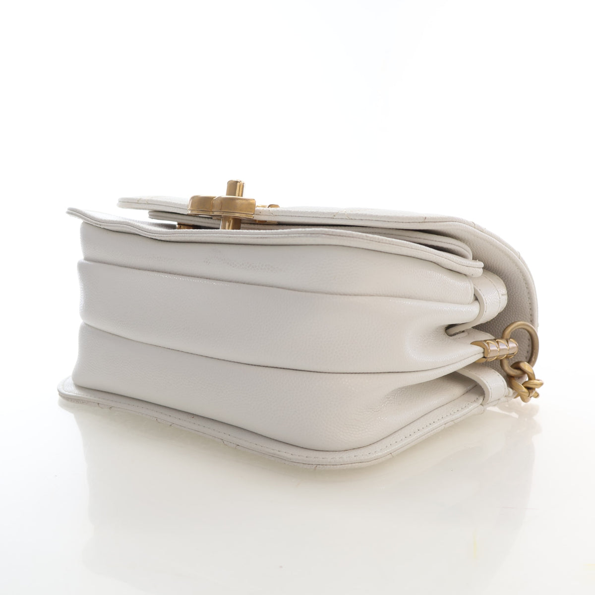 Pre-Owned Chanel Flap Bag Mini Caviar Leather Chain Melody, side profile, photo 7 of 21