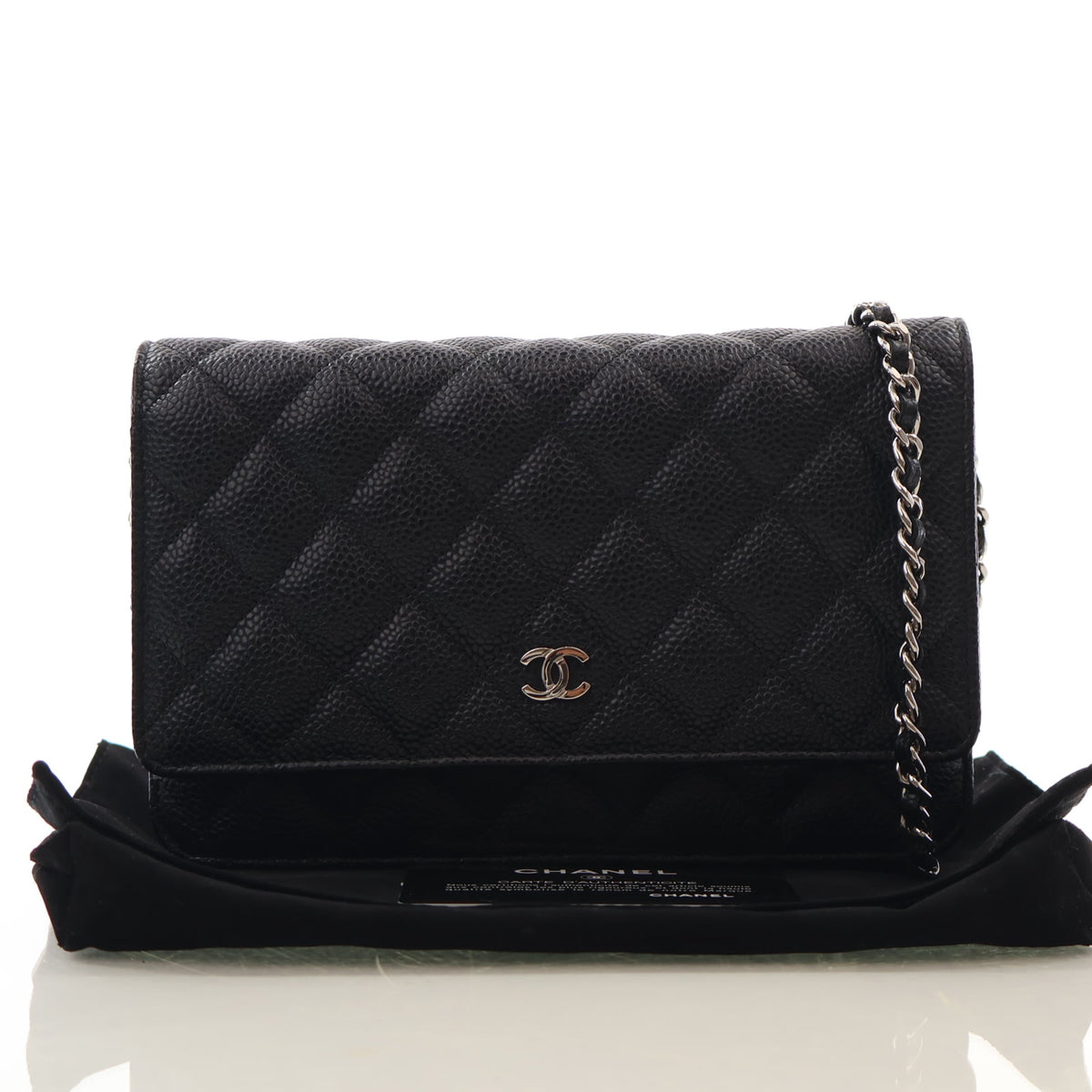 Pre-Owned Chanel Wallet On Chain Caviar Leather WOC, front view, photo 15 of 15