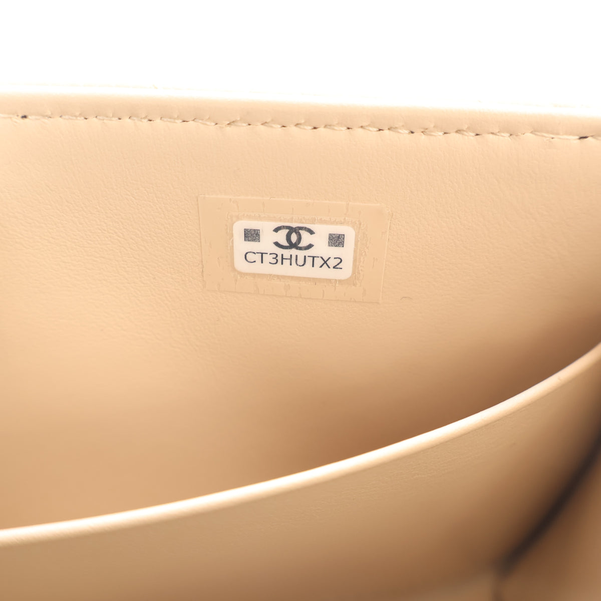 Pre-Owned Chanel Coco Handle Nano Caviar Leather Bag, interior label and date code