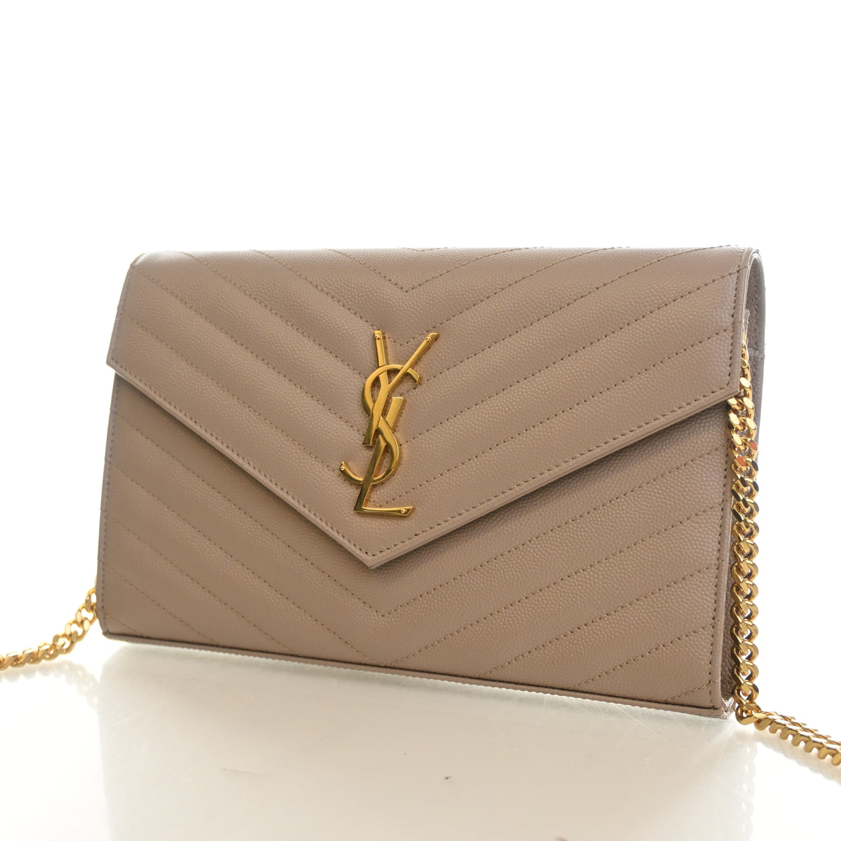 Pre-Owned Saint Laurent Wallet On Chain Calfskin Cassandre Envelope Chain WOC, front view