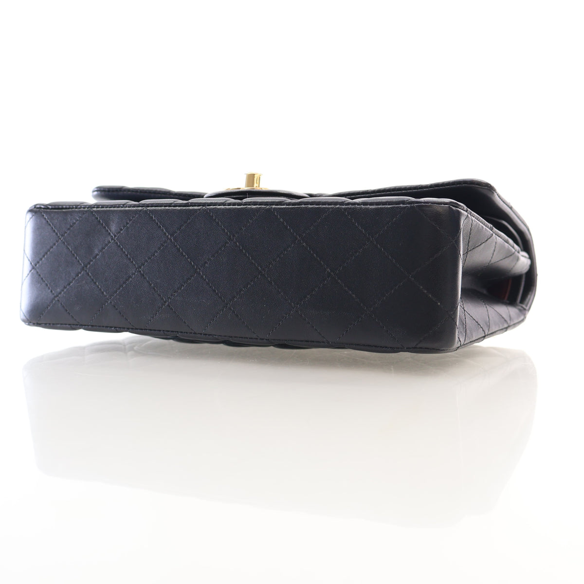 Pre-Owned Chanel Classic Double Flap Medium Lambskin Bag, base and feet view, photo 7 of 20