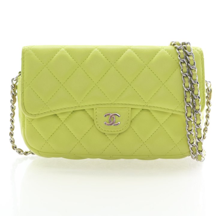 Chanel Lambskin Flap Phone Holder With Chain