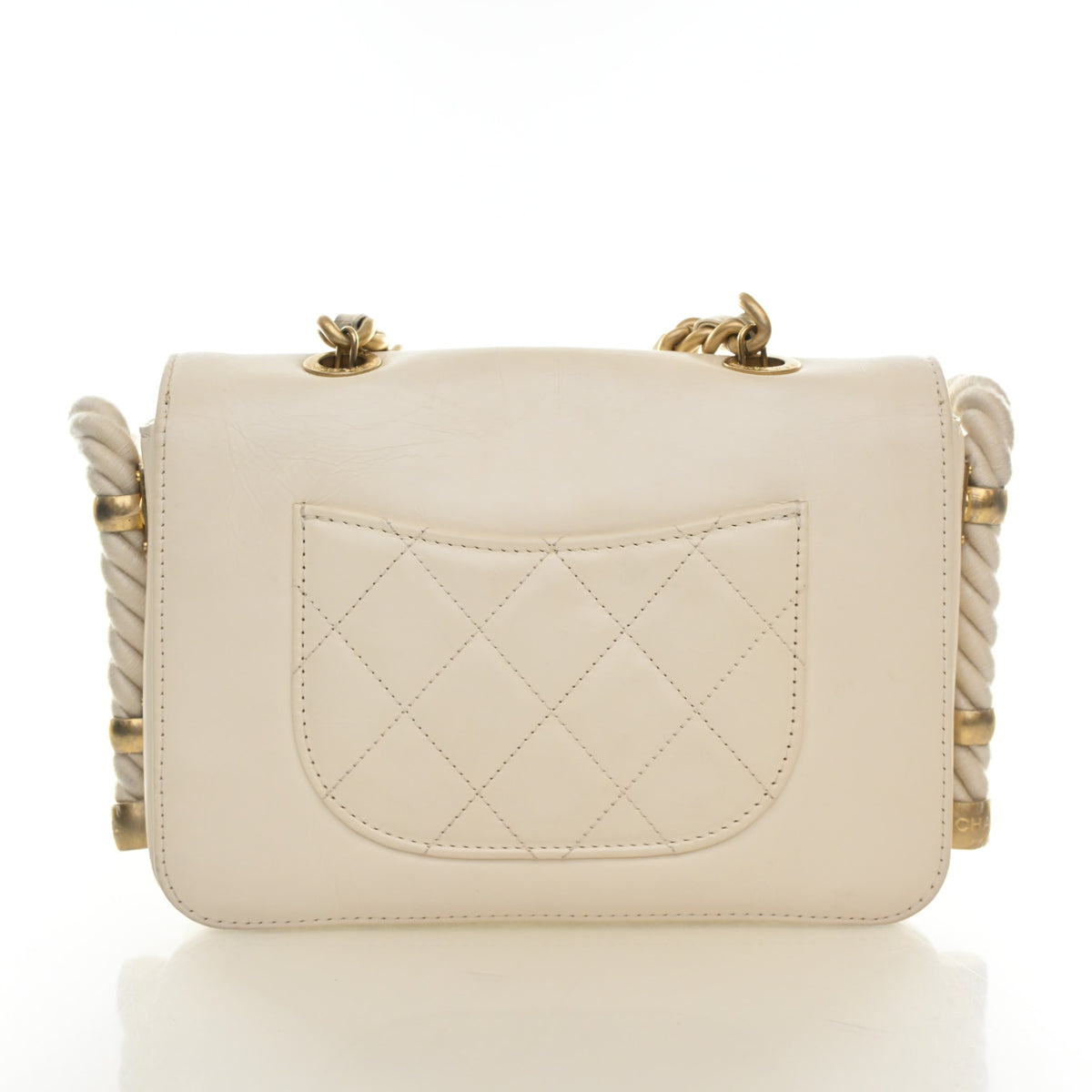 Pre-Owned Chanel Flap Bag Calfskin En Voyage Rope, back view