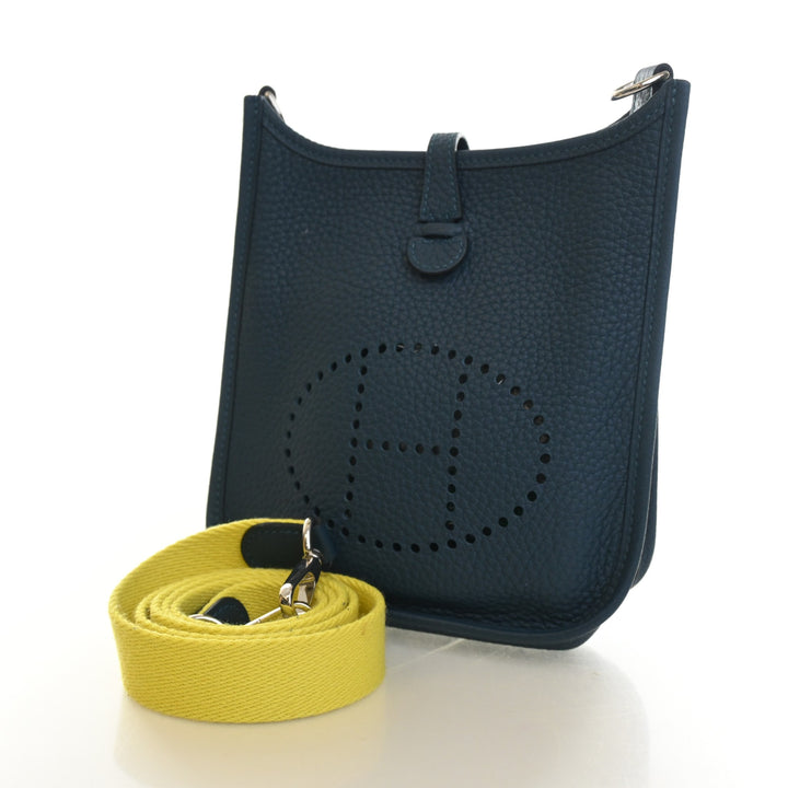 Hermes Bleu Tie Clemence Evelyne TPM 16