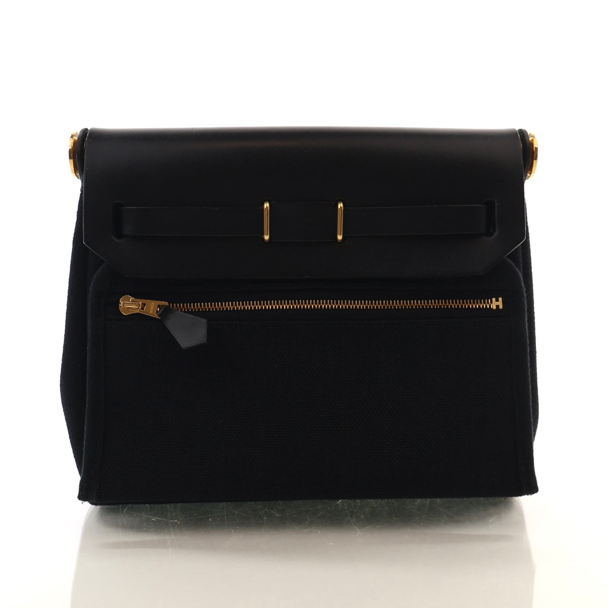 Pre-Owned Hermès Herbag Mini Noir Military Toile Zip 20, back view