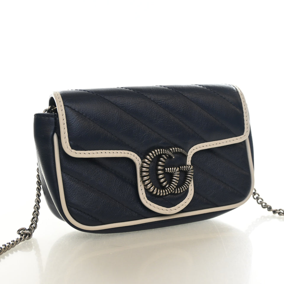 Gucci Super Mini Calfskin GG Marmont Flap Bag