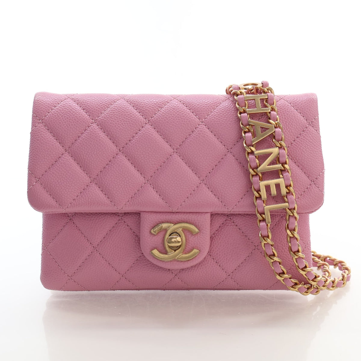 Pre-Owned Chanel Belt Bag Caviar Leather Pick Me Up Flap, front view