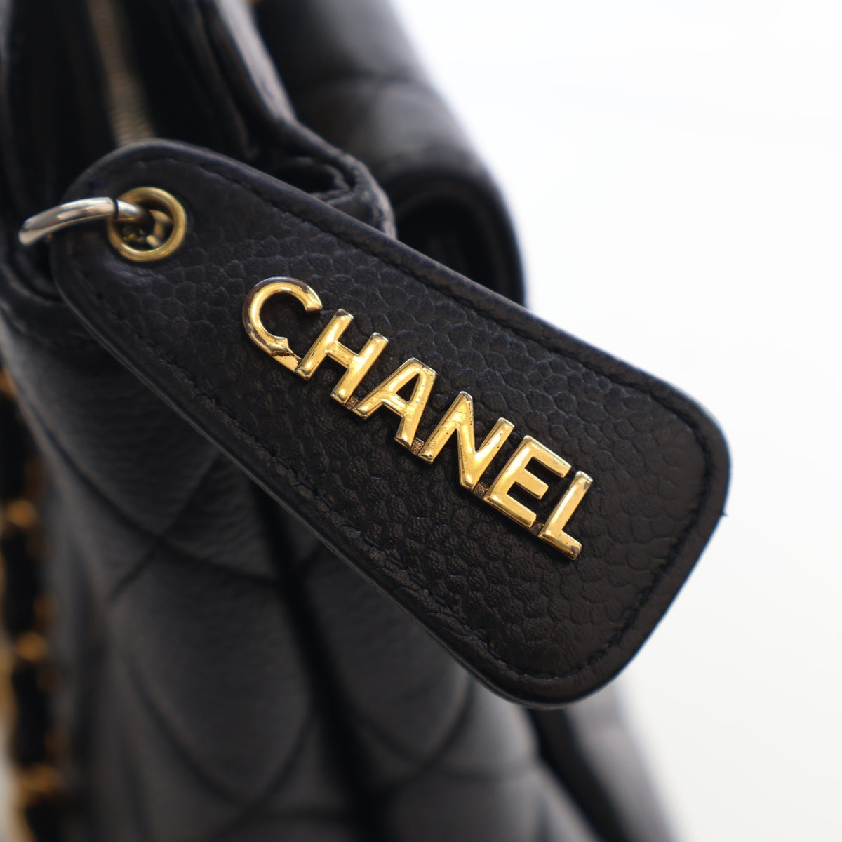 Vintage Chanel Tote Bag Large Caviar Leather Matelasse Chain, gold hardware