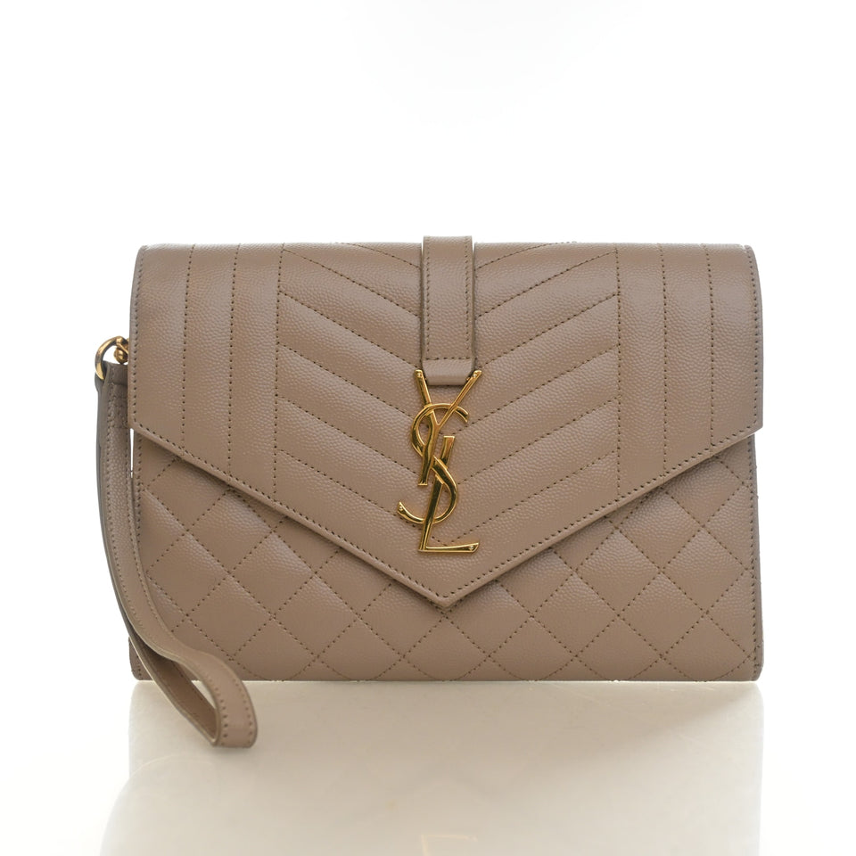 Saint Laurent Calfskin Envelope Clutch