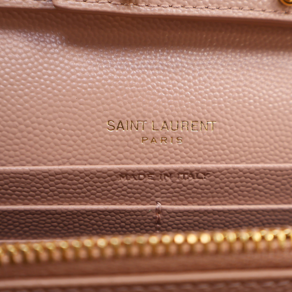 Pre-Owned Saint Laurent Chain Wallet Calfskin Cassandre Envelope, gold embossed logo detail, photo 13 of 19